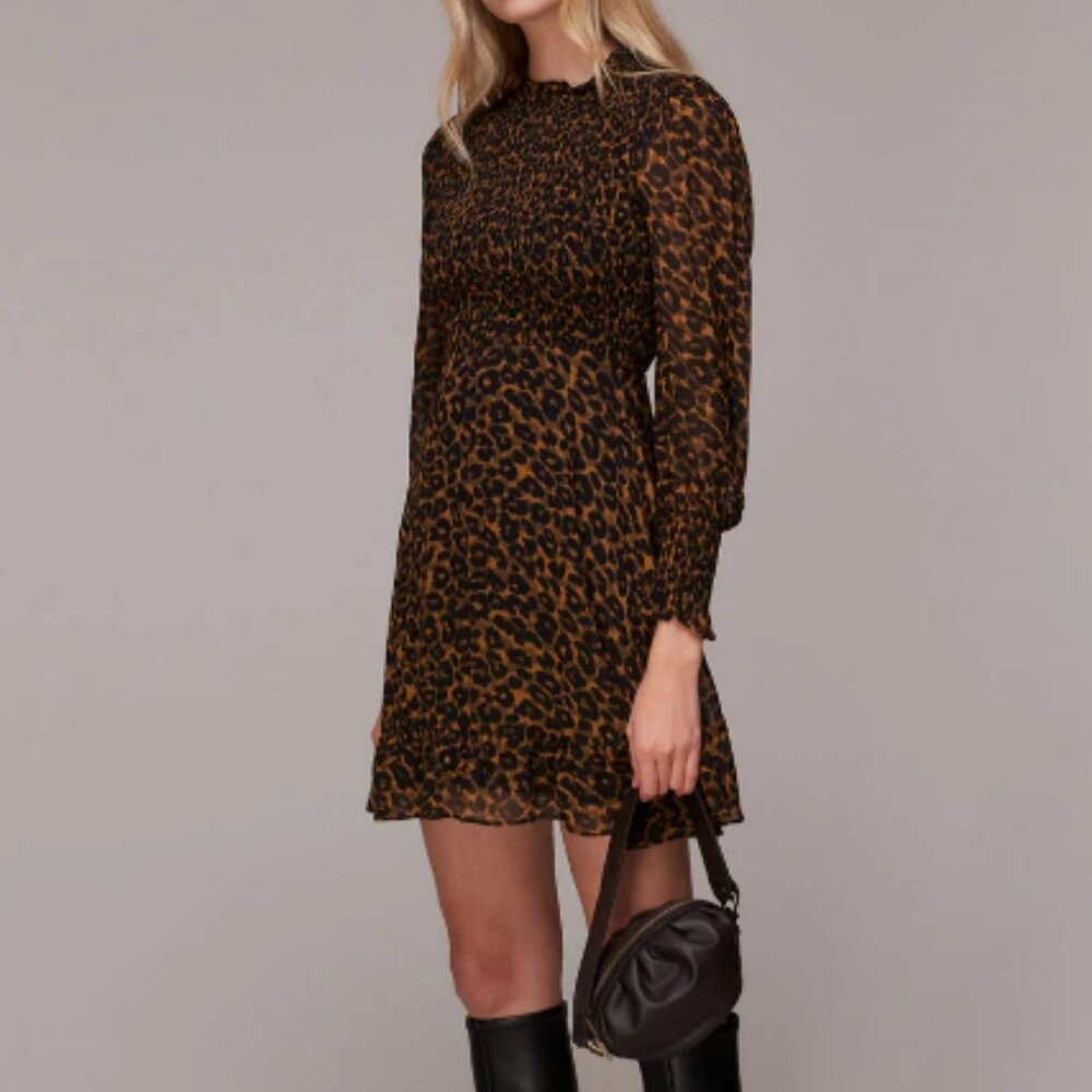 Whistles Classic Leopard Shirred Dress – Size US 10